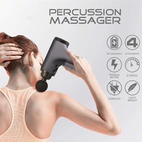 img 3 attached to Массажер FineLife Deep Tissue Percussion - идеально подходит для восстановления тела и мышц - направленный массажер для спины - включает 4 насадки - мощный мотор и долговечная батарея