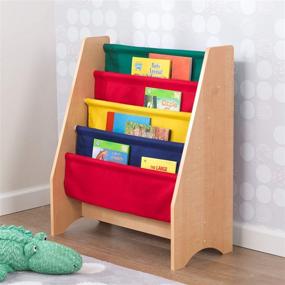 img 2 attached to 📚 KidKraft Wood and Canvas Sling Bookshelf: Primary & Natural Furniture for Kids – Gift for Ages 3+