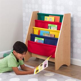 img 3 attached to 📚 KidKraft Wood and Canvas Sling Bookshelf: Primary & Natural Furniture for Kids – Gift for Ages 3+