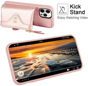 img 1 attached to 🌹 Rose Gold Wallet Case for iPhone 12 Pro Max (6.7'') - LAMEEKU Card Holder Case with Zipper Purse, Crossbody Strap