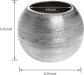 img 1 attached to 🌸 Stylish 7-Inch Round Metallic Ceramic Planter Pot - Modern Silver-Tone Flower Bowl Vase