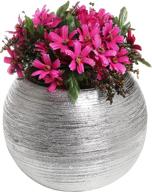 🌸 stylish 7-inch round metallic ceramic planter pot - modern silver-tone flower bowl vase logo