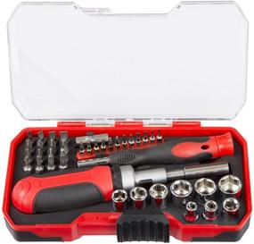 img 3 attached to 🔧 41-Piece Bit and Socket Set with Ratcheting Screwdriver - Compact Stubby Handle Multitool featuring Metric and SAE Drivers along with Precision Bits