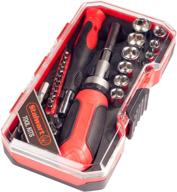 🔧 41-piece bit and socket set with ratcheting screwdriver - compact stubby handle multitool featuring metric and sae drivers along with precision bits logo