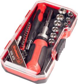 img 4 attached to 🔧 41-Piece Bit and Socket Set with Ratcheting Screwdriver - Compact Stubby Handle Multitool featuring Metric and SAE Drivers along with Precision Bits