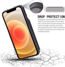 img 1 attached to 📱 Arae Wallet Case for iPhone 12 and iPhone 12 Pro - Black PU Leather Card Holder Cover