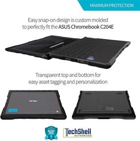 img 2 attached to Gumdrop DropTech Case for ASUS Chromebook 11 C204 - Black | Rugged, Shock Absorbing, Extreme Drop Protection for Education Edition Laptop, School-Ready