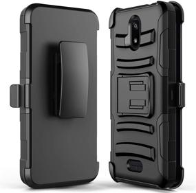 img 3 attached to 📱 Premium Black E-Began Case with Tempered Glass for BLU Wiko Ride/Vision 2/AT&T Radiant Core/Cricket Icon | Shockproof & Belt Clip Holster Included!