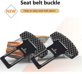 img 2 attached to 🚗 Universal Car Seat Belt Clip - 2 Pack Metal Tongue Buckles for Seat Safety, Auto Seat Belt Silencer - Black; Compatible with Most Vehicles