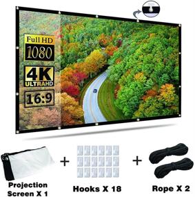img 3 attached to 🎬 OWill 120-inch 16:9 HD Foldable Portable Anti-Crease Projector Movie Screen: Enhance Your Home Theater Experience Indoors & Outdoors!