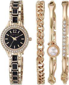 img 4 attached to ⌚ Потрясающий комплект часов и браслетов Anne Klein для женщин с кристаллами премиум-класса, AK/3396: Поднимите свой стиль на новый уровень с блеском и изысканностью.