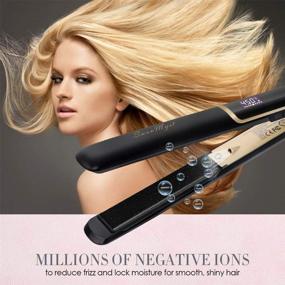 img 2 attached to 🦢 SwanMyst 1 Inch Ionic Tourmaline Ceramic Hair Straightener - Professional Flat Iron with Digital Temperature Control for All Hair Types, Quick Heat Up, Dual Voltage