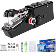 🧵 portable handheld sewing machine - cordless electric stitching tool for diy fabric repair, home travel, pet clothing, curtain - mini handy device (black) logo