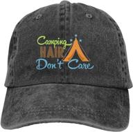splash brothers unisex baseball cap: customized vintage denim dad hat for camping & outdoor activities — hair don't care logo