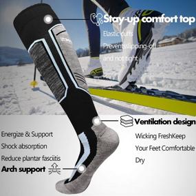 img 2 attached to ❄️ Ultimate Performance Ski Socks - Thick Snow Skiing Socks for Maximum Warmth and Comfort: Ideal for Skiing, Hiking, and Snowboarding