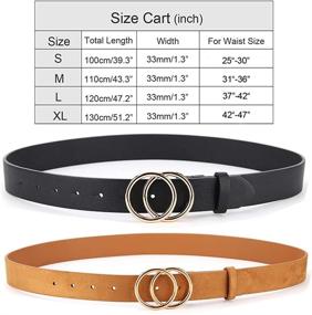 img 3 attached to 2-Pack Women's Jeans Belts with Trendy Double O-Ring Buckle & Faux Leather