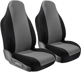 img 4 attached to 🚗 OxGord Non-Slip Universal Front Seat Covers for Low Bucket Seats - Ideal for Cars, Trucks, SUVs, Vans, and Pickups - 2 Piece Set (Black/Gray)