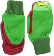 🐸 kidorable green frog acrylic knit mittens with fun frog puppet mouth and eyes logo