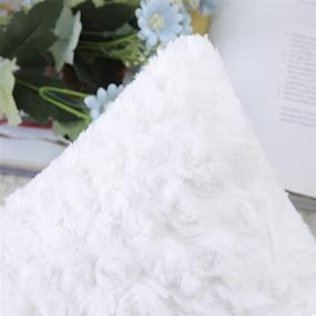 img 1 attached to Fluffy Decorative 3D Rose Pattern Fur Throw Pillow Covers - Set of 2, 18x18 Inch, Bright White - Ideal for Couch, Bed, Sofa