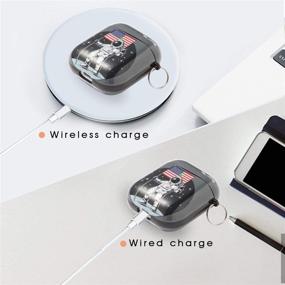 img 1 attached to 🚀 Защитный чехол для AirPods с очаровательным узором и брелоком - Жесткий и прочный чехол OLEBAND для мужчин, женщин, подростков и девочек - Дизайн "Космический астронавт на Луне" - Совместимый с AirPods 2 и 1