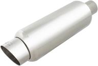 🏎️ dc sports ex-5010 universal round stainless muffler: slant cut tip, stainless steel excellence logo