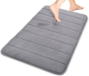 img 4 attached to 🛁 Yimobra Large Memory Foam Bath Mat - 31.5x19.8 Inches, Soft & Comfortable, Super Absorbent, Non-Slip, Thick, Machine Washable, Quick-Drying Bathroom Floor Rug - Gray