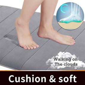 img 3 attached to 🛁 Yimobra Large Memory Foam Bath Mat - 31.5x19.8 Inches, Soft & Comfortable, Super Absorbent, Non-Slip, Thick, Machine Washable, Quick-Drying Bathroom Floor Rug - Gray