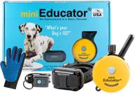 🐶 mini educator dog training e collar with waterproof remote trainer system, vibration tapping sensation - bundle with soft silicone pet grooming glove logo