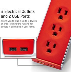 img 3 attached to 💡 Portable Joule Surge Protector Power Strip: 3 Outlets, 2 USB Ports for Travel, Hotel, Home, and Office