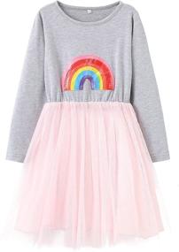 img 4 attached to 🦄 Pleated Unicorn Ruffles Dresses for Girls – Beautiful Clothing