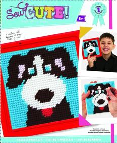 img 2 attached to 🐶 Colorbok 59337 Dog Learn to Sew Needlepoint Kit with 6x6 Red Frame - Fun & Educational Craft Activity for Beginners