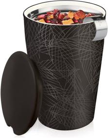 img 1 attached to Black Ceramic Kati Cup by Tea Forte - Innovative 🍵 Tea Infuser Cup with Basket and Lid for Brewing Loose Leaf Tea