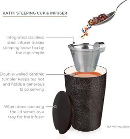 img 3 attached to Black Ceramic Kati Cup by Tea Forte - Innovative 🍵 Tea Infuser Cup with Basket and Lid for Brewing Loose Leaf Tea