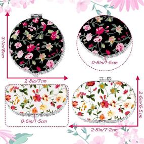 img 3 attached to 🌸 Roowest 6-Piece Floral Pocket Mirrors Set - Retro Handbag Mirrors, Vintage Makeup Compact Mirrors with Flowers Pattern - Folding, Compact, Portable Mirrors for Women, Girls - Beauty Accessories (Round & Oval Shapes)