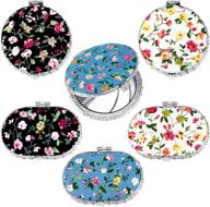 🌸 roowest 6-piece floral pocket mirrors set - retro handbag mirrors, vintage makeup compact mirrors with flowers pattern - folding, compact, portable mirrors for women, girls - beauty accessories (round & oval shapes) logo