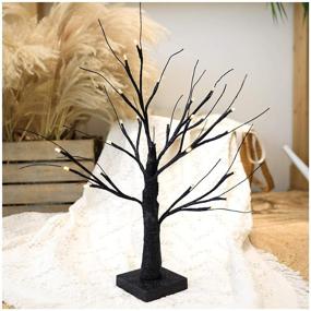 img 2 attached to Snokip Battery-Operated Bonsai Tree Light, Fairy Light Spirit Tree Lamp with 24 LED, Money Tree for Home Bedroom Indoor Halloween Wedding Party Christmas Decoration, in Black with Warm White