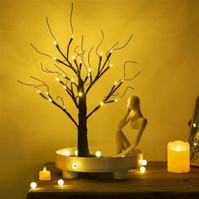 img 4 attached to Snokip Battery-Operated Bonsai Tree Light, Fairy Light Spirit Tree Lamp with 24 LED, Money Tree for Home Bedroom Indoor Halloween Wedding Party Christmas Decoration, in Black with Warm White