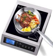 sunmaki professional induction cooktop - efficient & sustainable stainless steel induction burner with lcd screen & sensor touch - ideal for home, school, and restaurant use логотип