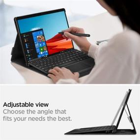 img 1 attached to 📱 Spigen Stand Folio Case for Surface Pro X with Pen Holder - Black (2021/2020/2019)