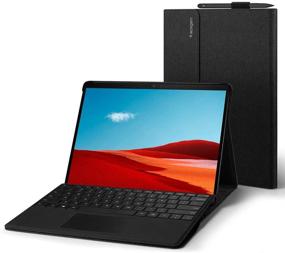 img 4 attached to 📱 Spigen Stand Folio Case for Surface Pro X with Pen Holder - Black (2021/2020/2019)