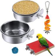 🦜 premium stainless steel parrot feeding cups - 5pcs set with fruit vegetable holder chew ball for lovebird budgie - hamiledyi logo
