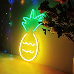 img 3 attached to SunKite Pineapple Neon Sign Lights: Vibrant LED Wall 🍍 Light Art Decor for Bedroom, Home, Bars, Cafes, and more!