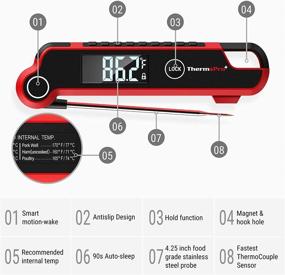 img 2 attached to 🌡️ ThermoPro TP620 Instant Read Meat Thermometer with Thermocouple Sensor – Backlit Kitchen Thermometer with Motion-Sensing – Digital Food Thermometer for Cooking, Smoker, BBQ Grill