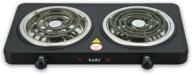🔥 portable electric double hot plate cooktop, stainless steel base with 5-level temperature control - compact 1000w black electric burner for camping logo