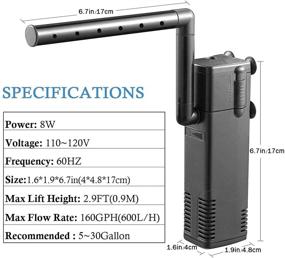 img 2 attached to 🐠 FEDOUR Submersible Internal Filter with Water Pump for Fish Tank, Ideal for Aquariums up to 35 Gallons