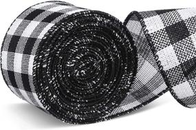 img 4 attached to 🎀 Versatile 15 Yards Wide Plaid Wired Ribbon: Perfect Gingham Craft Ribbon for Christmas Decoration (Black and White, 1.97 Inch Width)