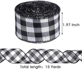 img 3 attached to 🎀 Versatile 15 Yards Wide Plaid Wired Ribbon: Perfect Gingham Craft Ribbon for Christmas Decoration (Black and White, 1.97 Inch Width)