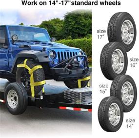 img 3 attached to 🚗 Trekassy Wheel Net Car Tow Dolly Straps, 2 Pack, Heavy Duty for 14&#34;-17&#34; Tires, 10,000 lbs Break Strength, Including 2 Axle Straps and 1 Convenient Carrying Bag