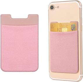 img 4 attached to OBVIS Stick On Wallet Sleeve Cell Phone Pocket Card Holder Pocket Pouch For IPhone Android Smartphone Pink