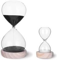 hourglass sand timer set with wooden base stand - ideal room, kitchen, and office decor - effective time management tool logo